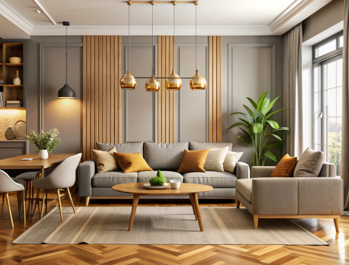 Modern interior design living space by InspiDecor Lucknow